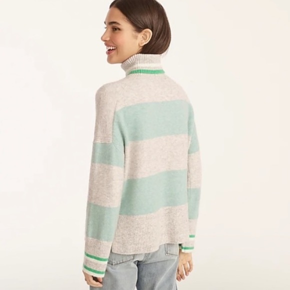 J Crew Supersoft Striped Boxy Turtleneck Sweater - Picture 4 of 16